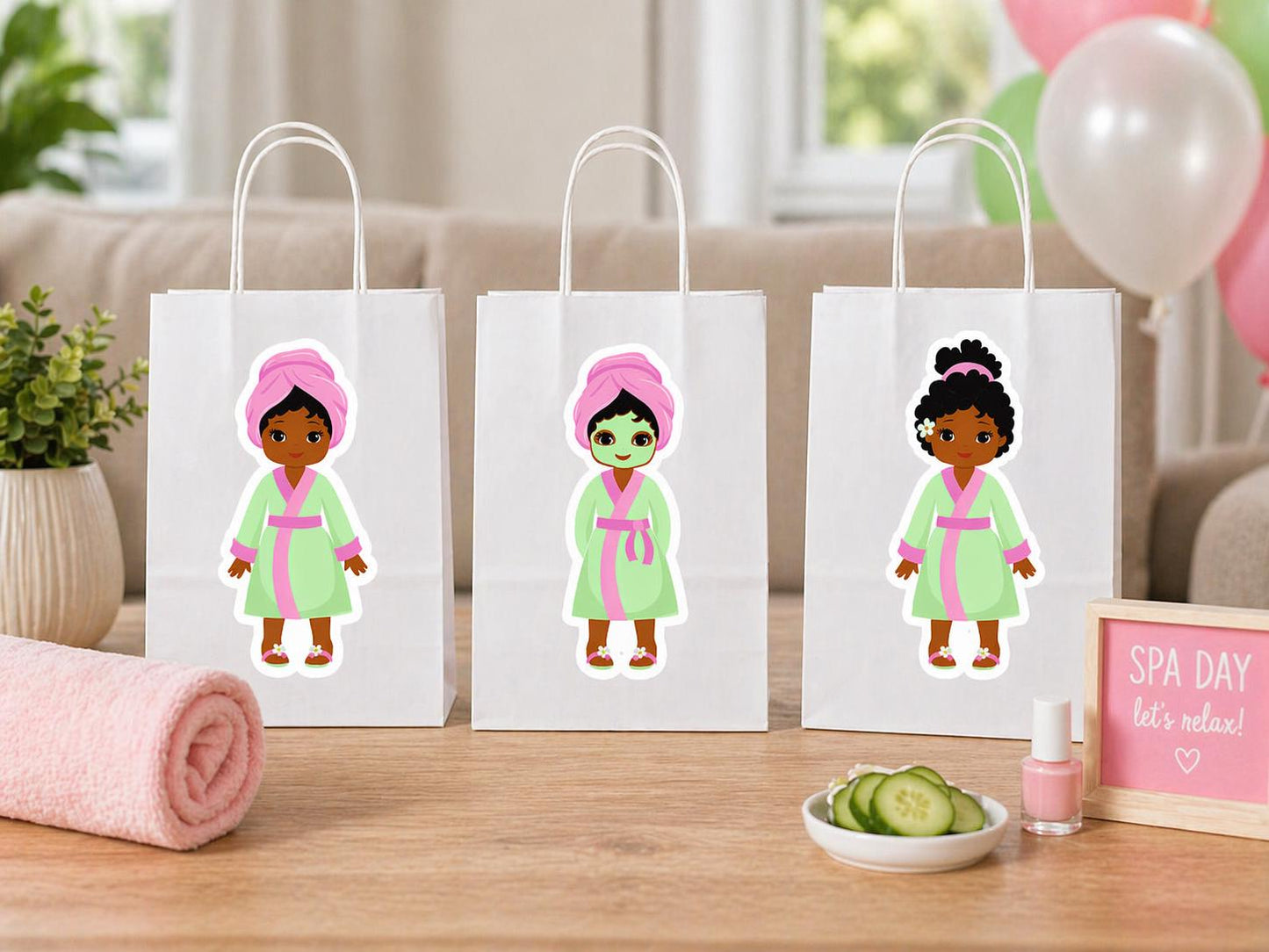 Spa Goody Bags, Spa Favor Bags, Spa Party Bags, Spa Party Bags, Spa Birthday, Spa Girl With Mask - 87161135A, 1617536P, 826161124P