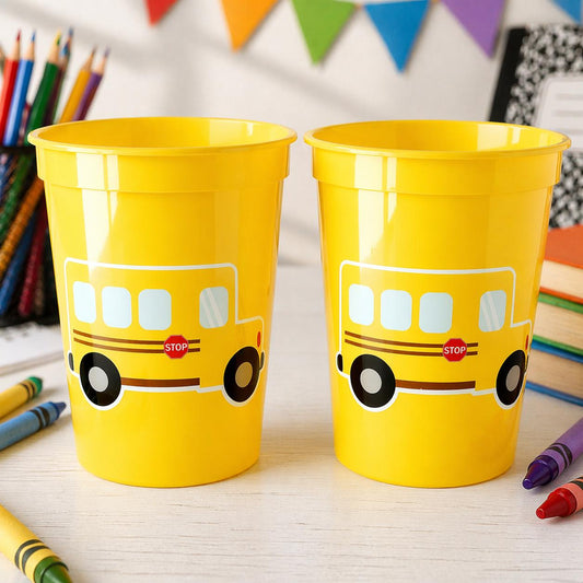 School Bus Party Cups - School Bus Birthday, School Bus Party, School Bus Favors, Teachers Gift, Back To School, Graduation Party Cups