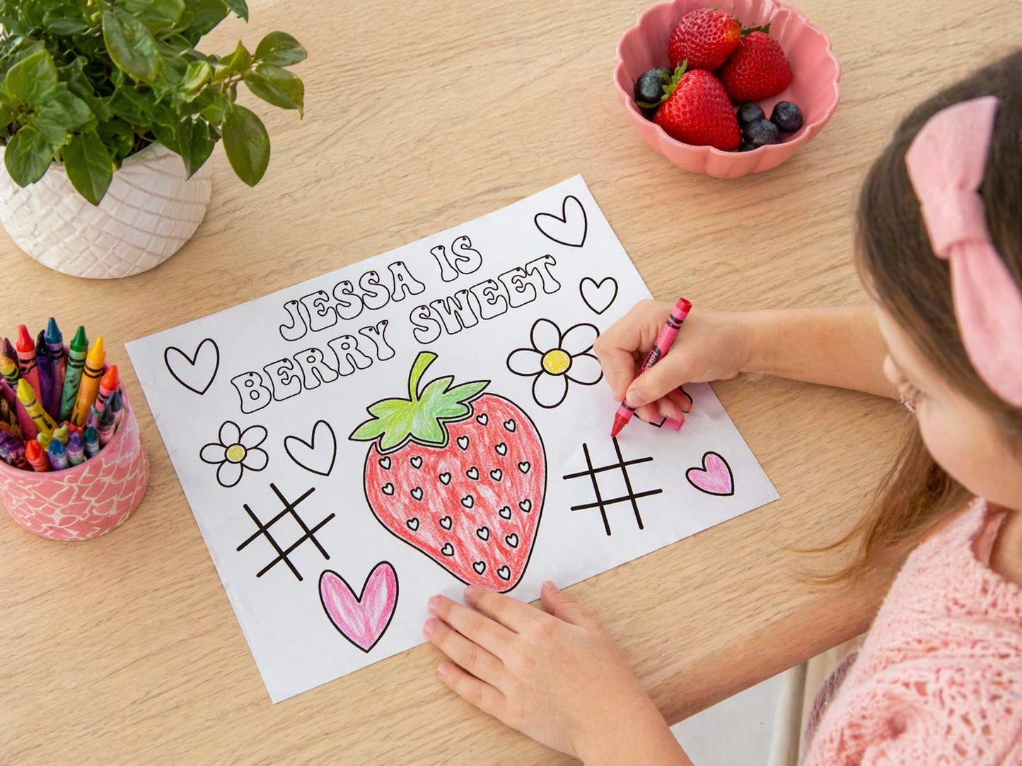 Strawberry Birthday Coloring Page, Berry Sweet Coloring Page, 1st Birthday Coloring Page, Strawberry Birthday Party Favors, Strawberry Party