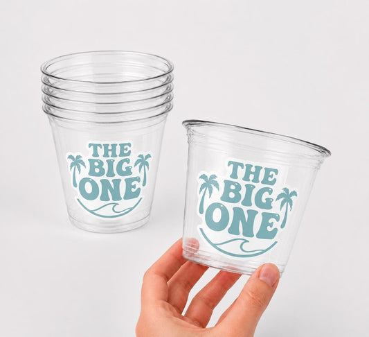Beach Surf Birthday Cups, The Big One Cups, 1st Birthday Party Cups, Beach Surf Party Favors, Surfs Up Cups, Surfer Catch A Wave Cups, Surf