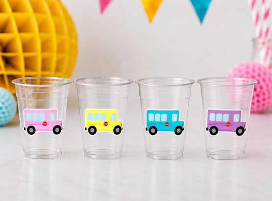School Bus Party Cups | Bus Birthday Party Decorations | School Bus Birthday Favors | Kids Birthday Party Cups | Classroom Party Decor 16oz