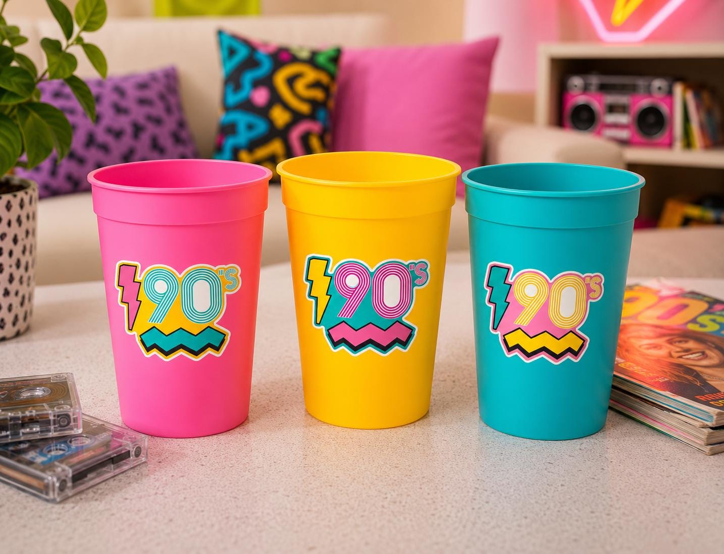 I Love the 90'S PARTY CUPS - 90s Birthday Cups 90s Party Cups 90's Decorations 90's Birthday Party 90's Birthday Party Decorations 90s
