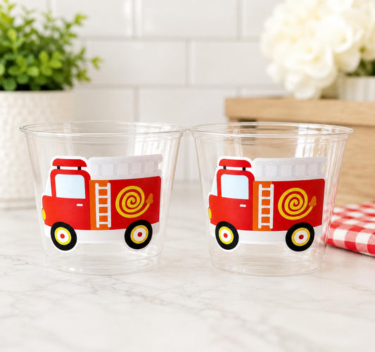 Firetruck Party Cups, Firetruck Treat Cups, Firetruck Party Favors, Firetruck Birthday Favors, Fire Truck Party Favors, Fire truck Birthday
