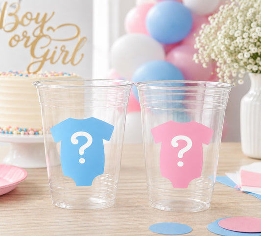 GENDER REVEAL Party Cups - Pink and Blue Party Cups Gender Reveal Party Favors One Piece Gender Reveal Gender Reveal Decorations Baby Shower