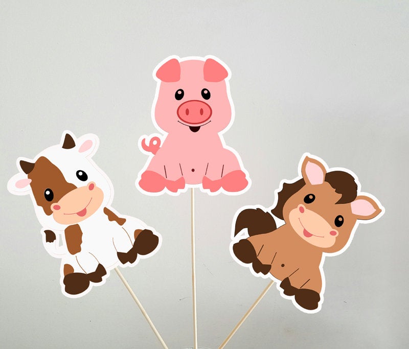 Farm Animal Cupcake Toppers, Farm Birthday Cupcake Toppers, Animal Cupcake Toppers