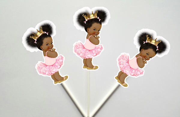 Princess Baby Shower Cupcake Toppers - Princess Cupcake Toppers, Pink Gold Cupcake Toppers, Ballerina Cupcake Toppers 22318136A