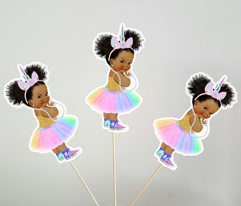 UNICORN PRINCESS Goody Bags, Unicorn Princess With Sneakers, Unicorn Princess Ballerina, Princess Ballerina, African American, Afro Puffs