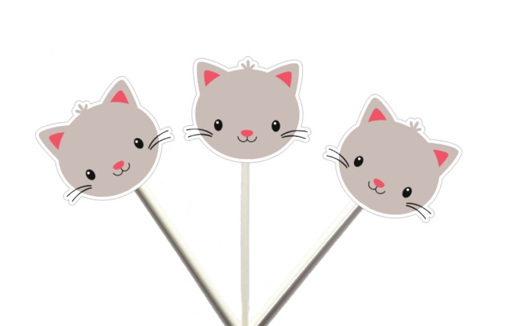 Cat Grey Faces Garland, Cat Banner, Cat Birthday Party, Cat Party Decorations, Kitty Banner