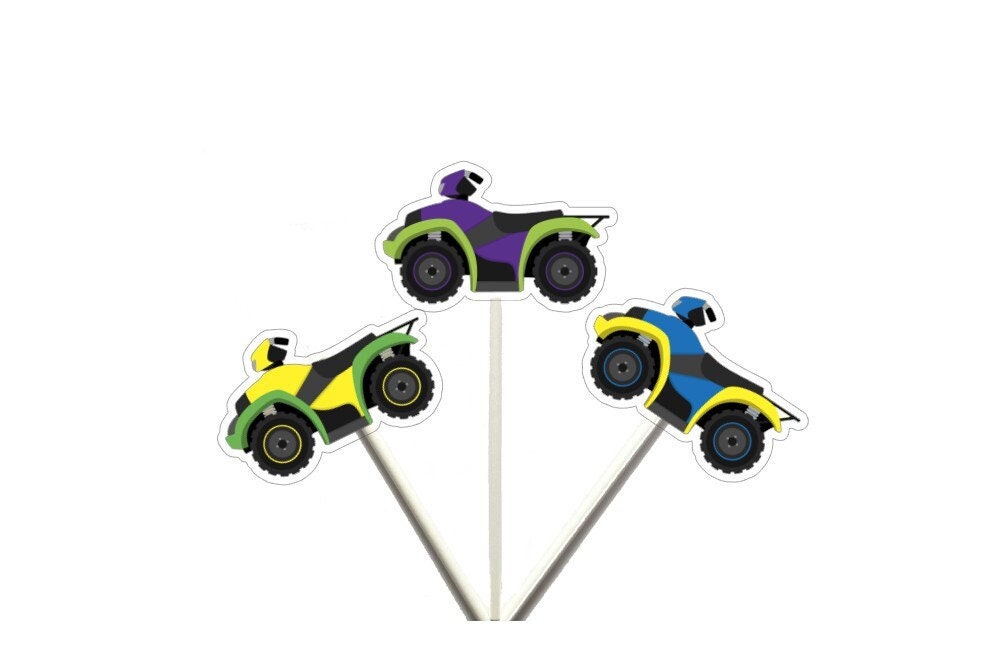 ATV Cupcake Toppers ATV Party Motorcycle Cupcake Toppers Dirt Bike Cake Toppers Motocross Birthday Party Motorcycle Cupcake Toppers
