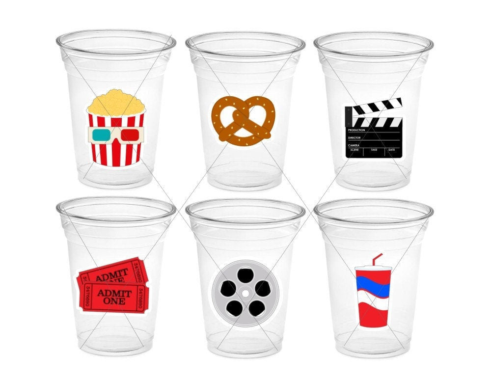 POPCORN PARTY CUPS - Popcorn Birthday Party Cups Movie Party Favors Popcorn Party favors Movie party Supplies Cinema Pink Popcorn Movie Cups