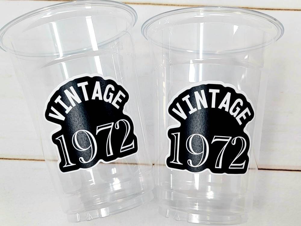 50th PARTY CUPS - Vintage 1972 50th Birthday Party 50th Birthday Favors 50th Party Cups 50th Party Decorations 1972 Birthday Party Cups 50th