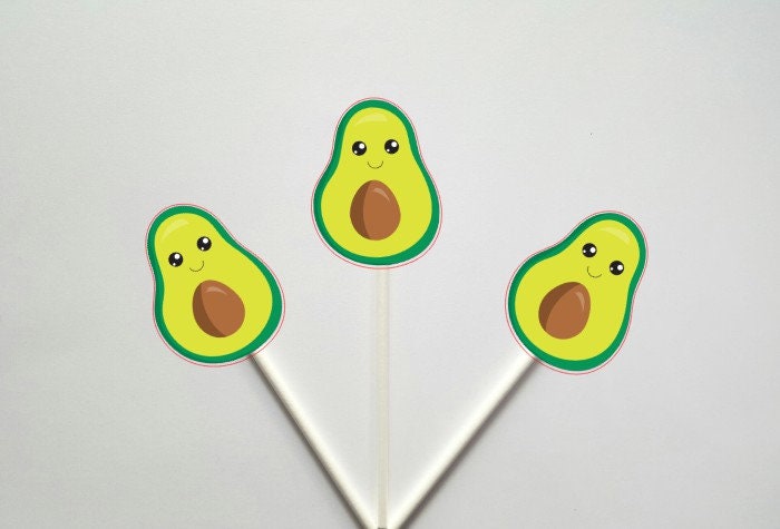 Avocado Cupcake Toppers, Avocado Birthday, Avocado Decorations, Avocado Food Picks, Avocado Baby Shower