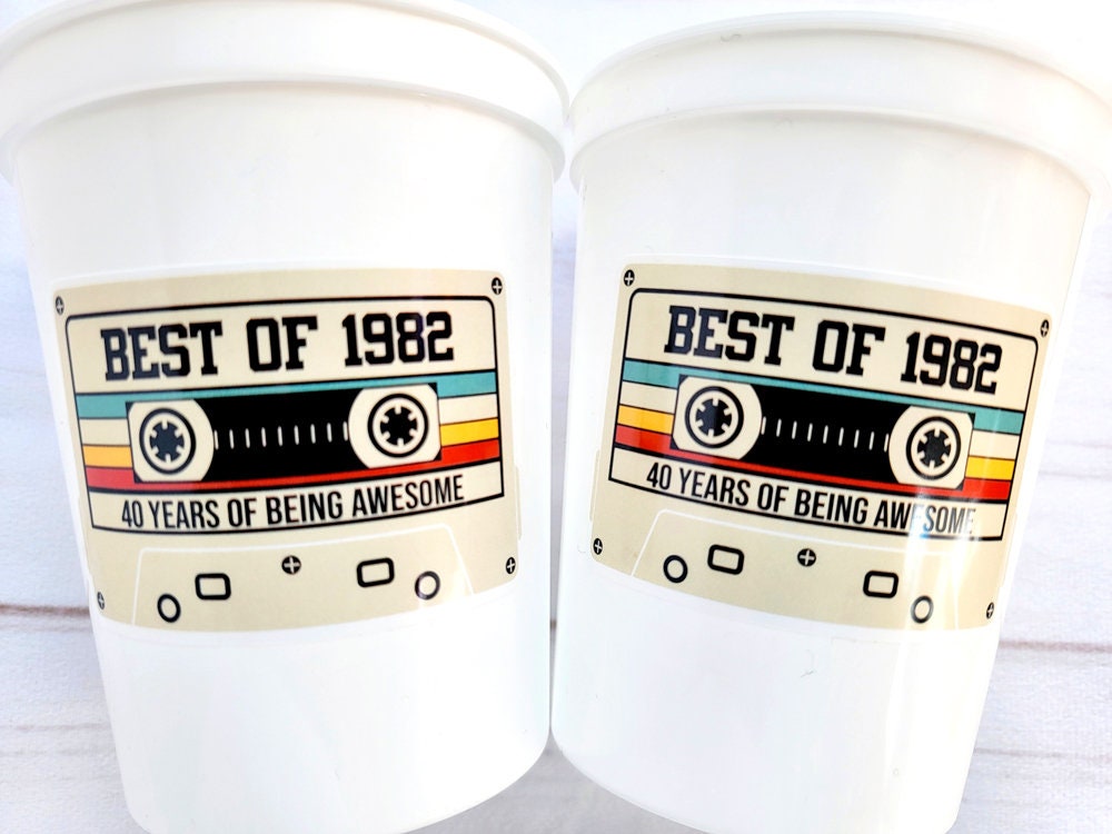 40th PARTY CUPS - Best of 1982 40th Birthday Party 40th Birthday Favors 40th Party Cups 40th Party Decorations 1982 Birthday Party Cups 80s
