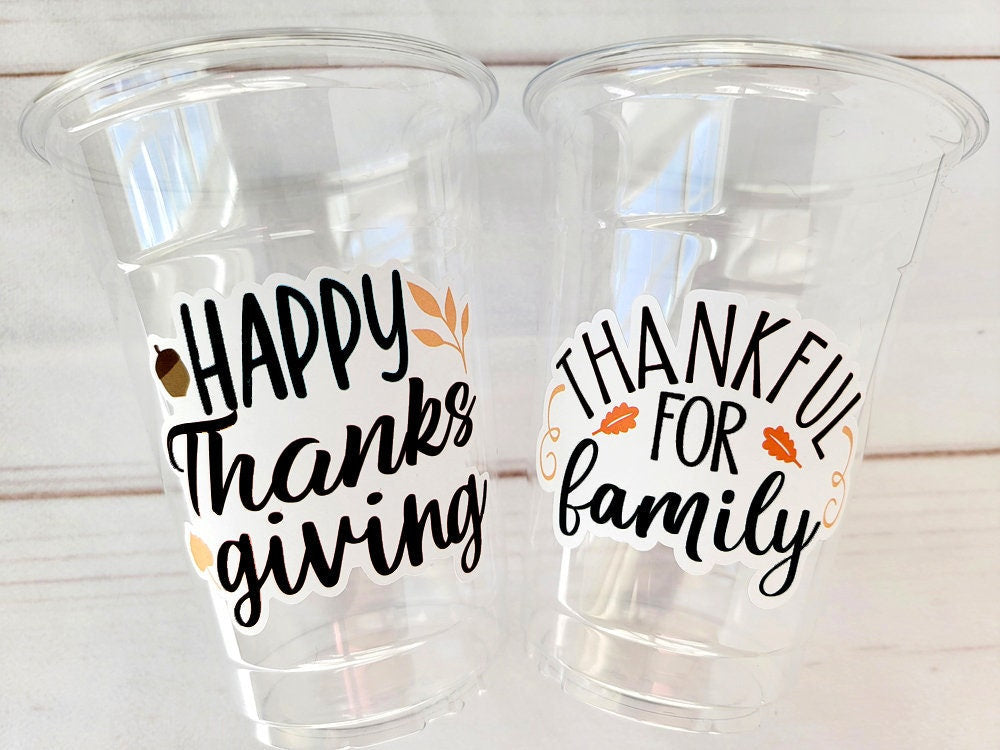 THANKSGIVING PARTY CUPS - Thanksgiving Cups Thanksgiving Decorations Happy Thanksgiving Party Thanksgiving Party Favors Thanksgiving Decor