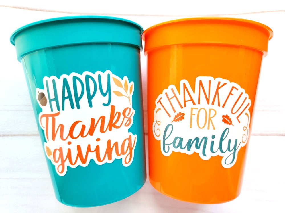 THANKSGIVING PARTY CUPS - Thanksgiving Cups Thanksgiving Decorations Happy Thanksgiving Party Thanksgiving Party Favors Thanksgiving Decor
