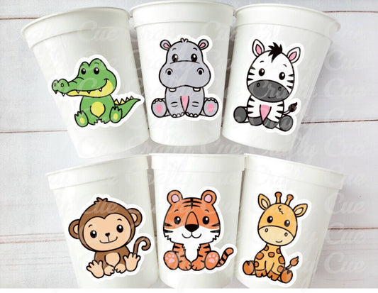 SAFARI PARTY CUPS - Safari Birthday Cups Safari Birthday Safari Party Safari Decorations Safari Baby Shower Safari Favors Jungle Party Cups