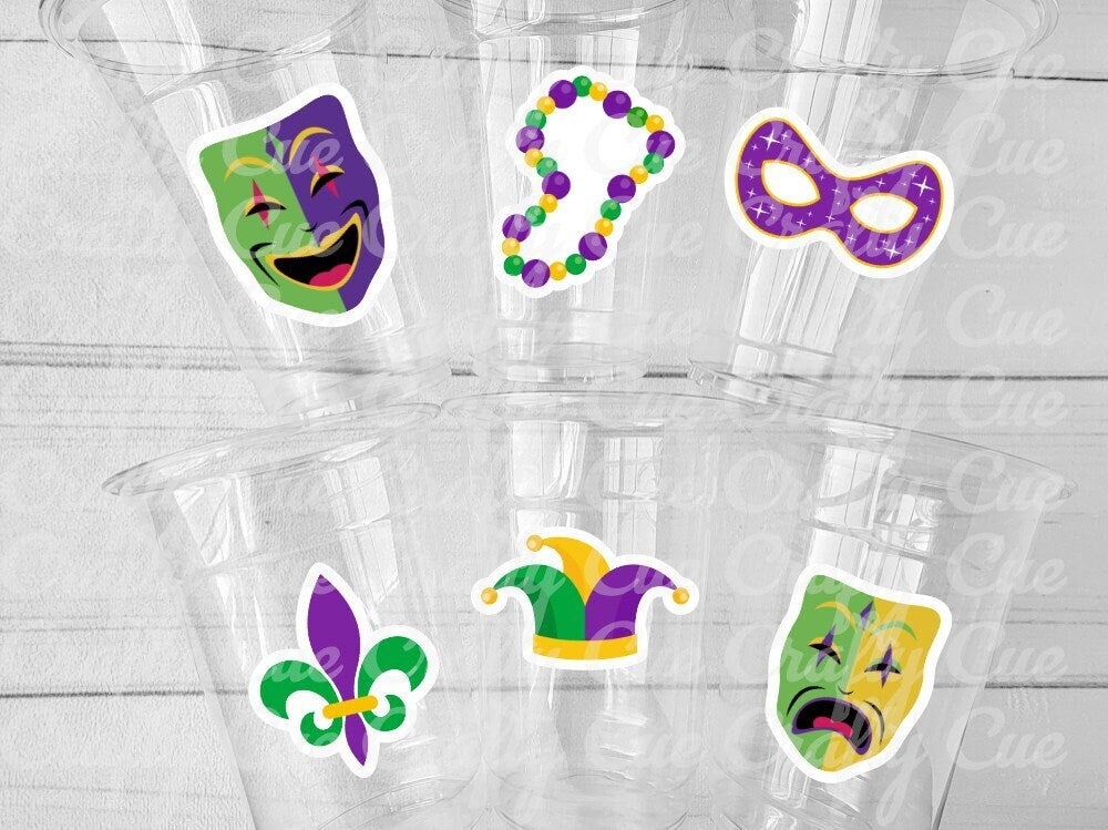 MARDI GRAS PARTY Cups - Mardi Gras Drink Cups Mardi Gras Cups Mardi Gras Party Favors Mardi Gras Decorations Mardi Gras Mask Cups Masquerade