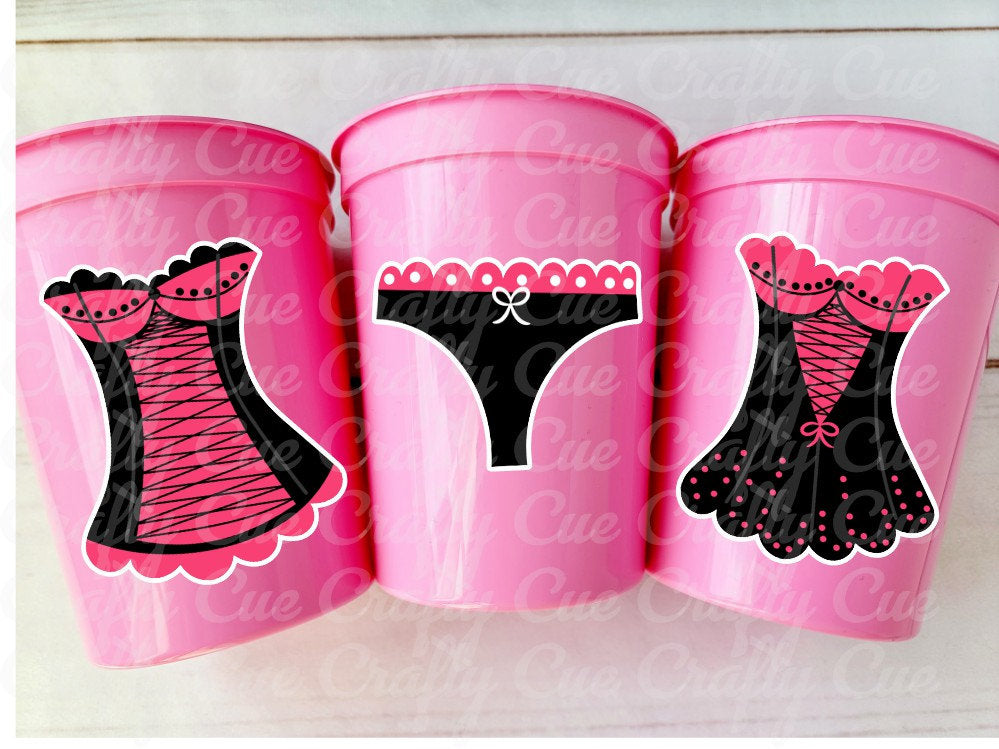 LINGERIE PARTY CUPS - Bachelorette Party Cups Girls Night Party Cups Bridal Shower Cups Lingerie Party Favors Bachelorette Party Favors Cups
