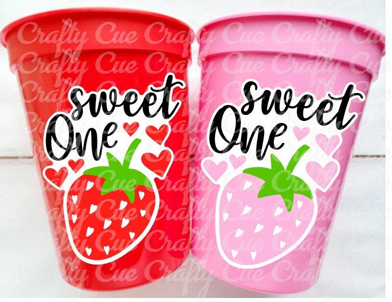 STRAWBERRY PARTY CUPS -Strawberry Birthday Cups Strawberry Cups First Birthday Strawberry Party Decorations Strawberry Berry Sweet One Cups