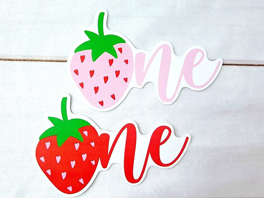 6 - STRAWBERRY ONE CUTOUTS Strawberry First Birthday Strawberry Die Cuts Strawberry Decorations Strawberry Decorations Berry Sweet Party 1st