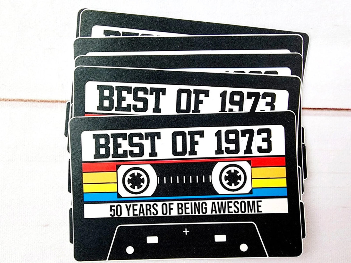 6 - 1973 50th Birthday Cassette Tape Cutouts for Cake Toppers Centerpieces Confetti Banners 50th Birthday Party Die Cuts 1973 Decoration DIY