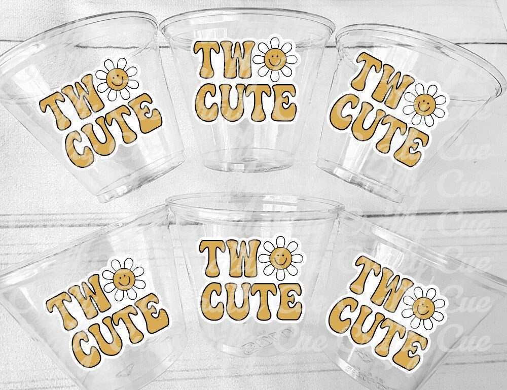 TWO CUTE CUPS -70's Birthday Cups 70's Party Cups 70s Decorations 70's Birthday Party 70s Birthday Party Decoration Hippy Daisy Party Cups