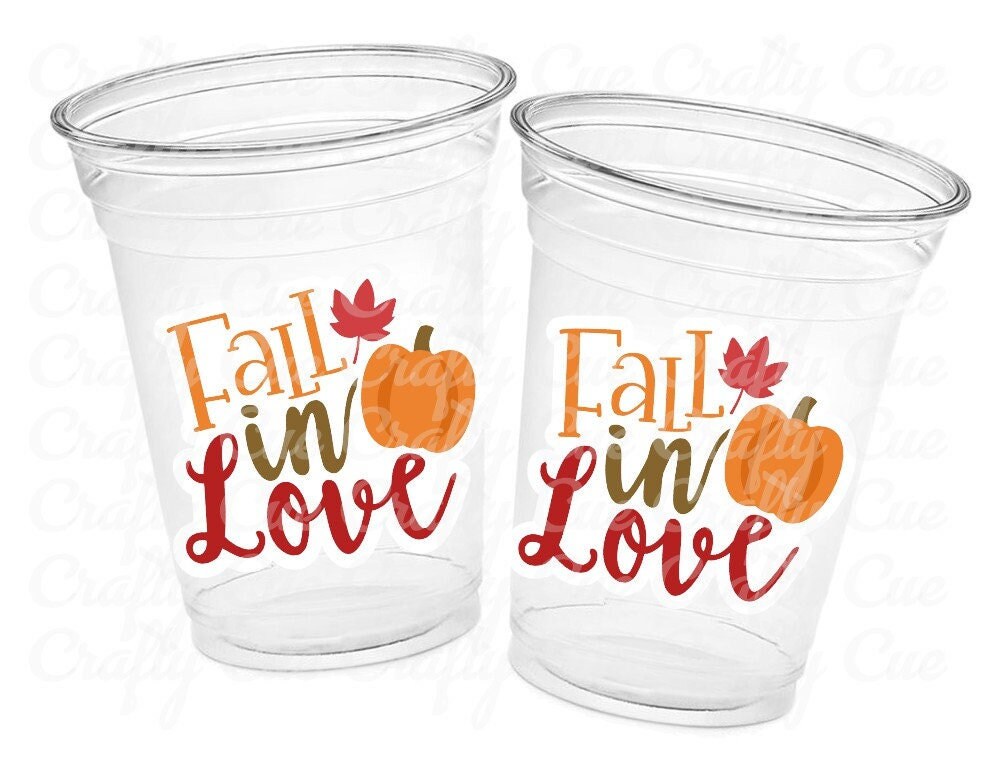 FALL IN LOVE Party Cups Thanksgiving Party Cups Thanksgiving Decorations Happy Thanksgiving Party Thanksgiving Party Favors Fall Party Favor