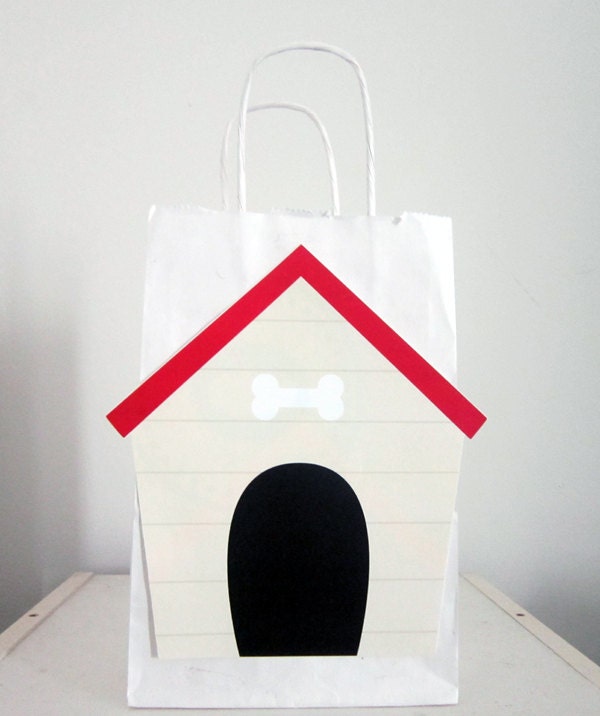 Puppy Party Party Favor, Goody, Gift Bags - Puppy Dog Party Favor Bags - Dog House Favor Bags