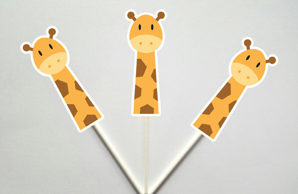 Giraffe Cupcake Toppers, Jungle Cupcake Toppers, Safari Cupcake Toppers