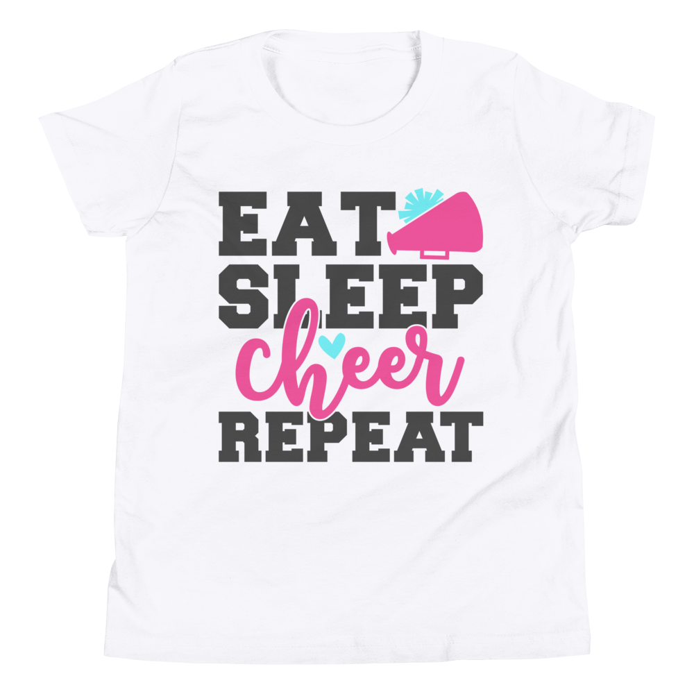 Eat Sleep Cheer Repeat Shirt, Cheerleader Shirt, Cheerleading Shirt, Youth Short Sleeve T-Shirt