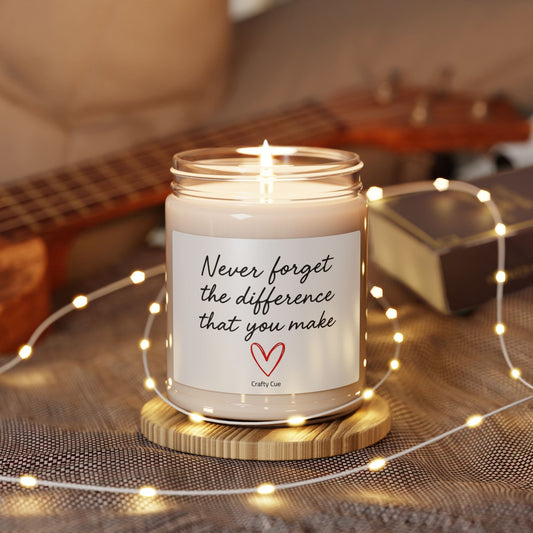 Never forget the different you make candle, Employee gift, Coworker present, Gift for workers, teachers, boss