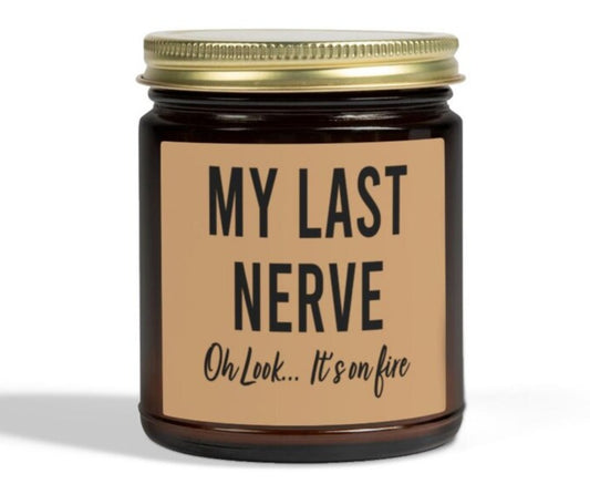 Gifts for Women, Funny Friendship Gift for Best Friend, My Last Nerve Lavender Candle, Birthday Christmas White Elephant Stocking Stuffers