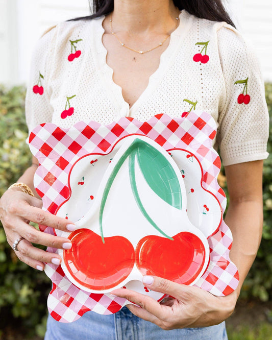 Cherry Shaped Paper Plates – Sweet Cherry Birthday Party, Baby Shower & Summer Party Plates