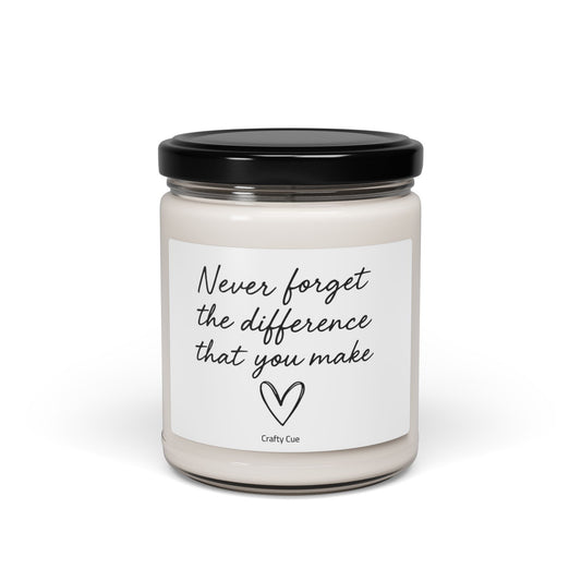 Never forget the different you make candle, Employee gift, Coworker present, Gift for workers, teachers, boss