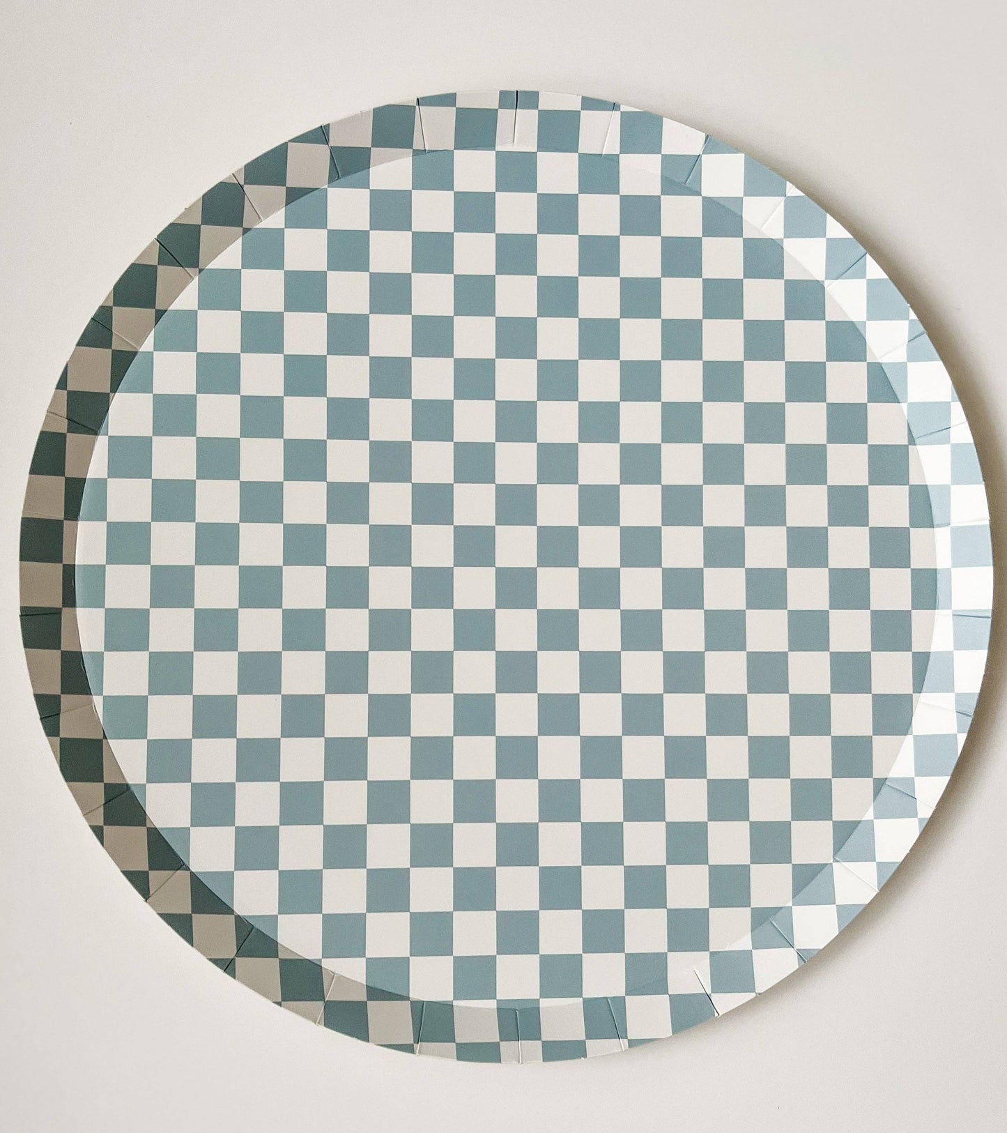 Checkered Blue Plate, XL (Set of 8)