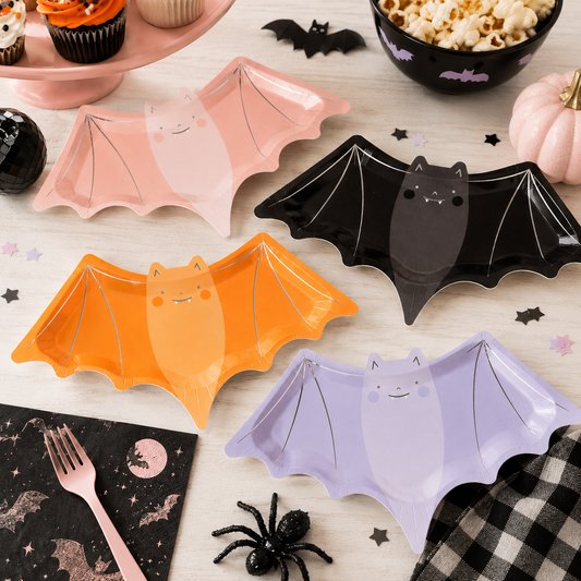 Bat Shaped Paper Plates – Halloween Party Plates, Spooky Birthday & Vampire Party Supplies