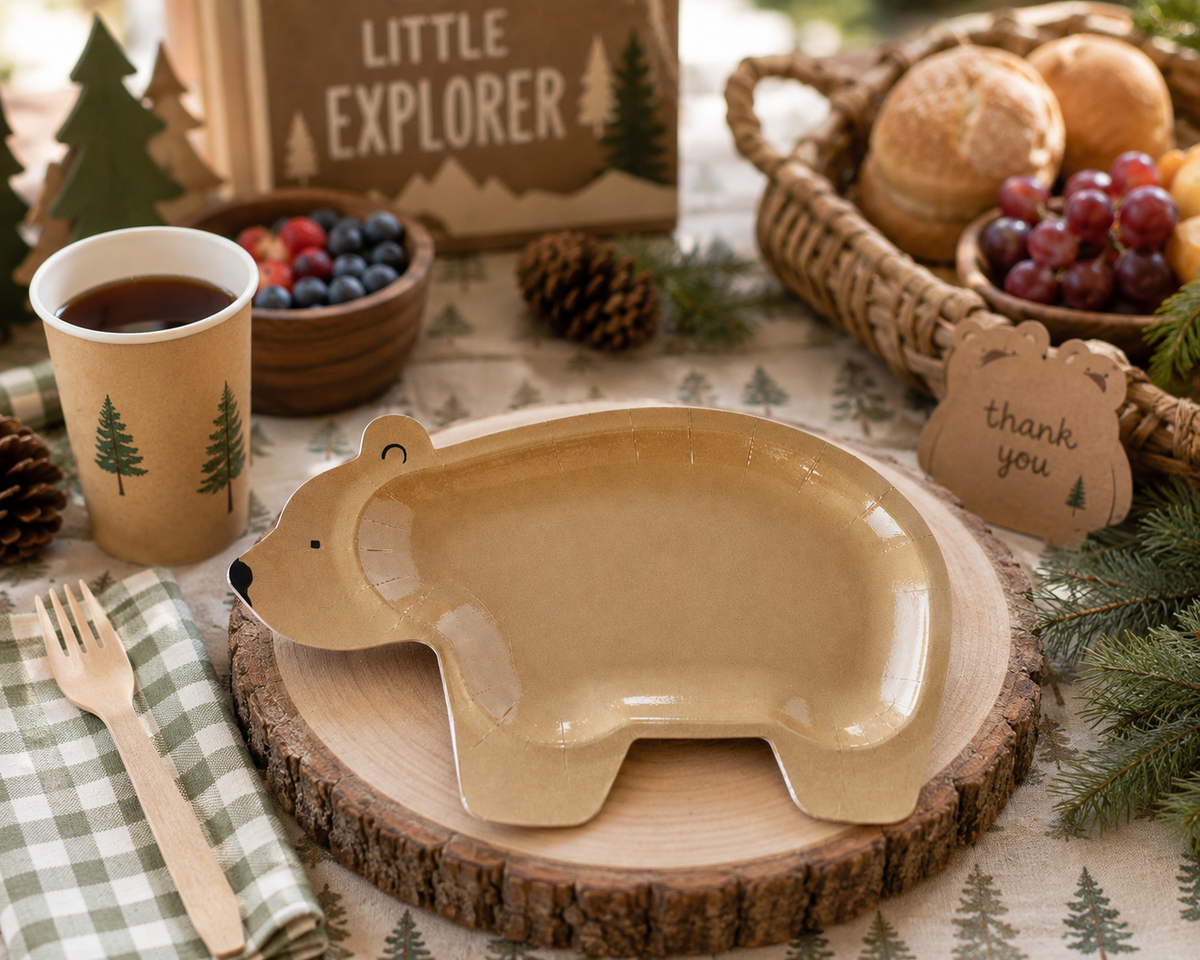 Bear Plates, Bear Party Plates, Bear Baby Shower Decorations, Adventure Bear Shaped Plate