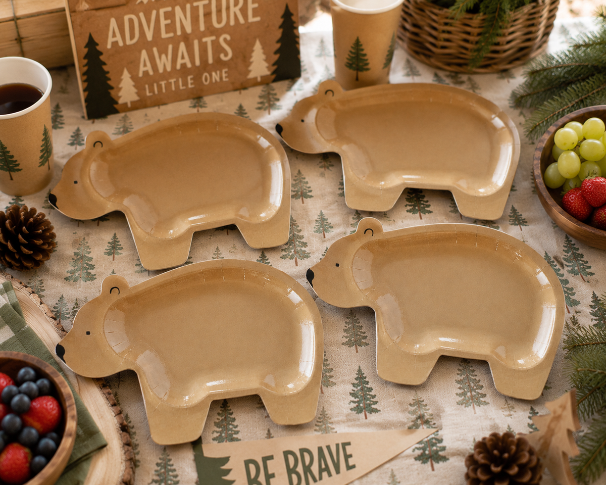 Bear Plates, Bear Party Plates, Bear Baby Shower Decorations, Adventure Bear Shaped Plate