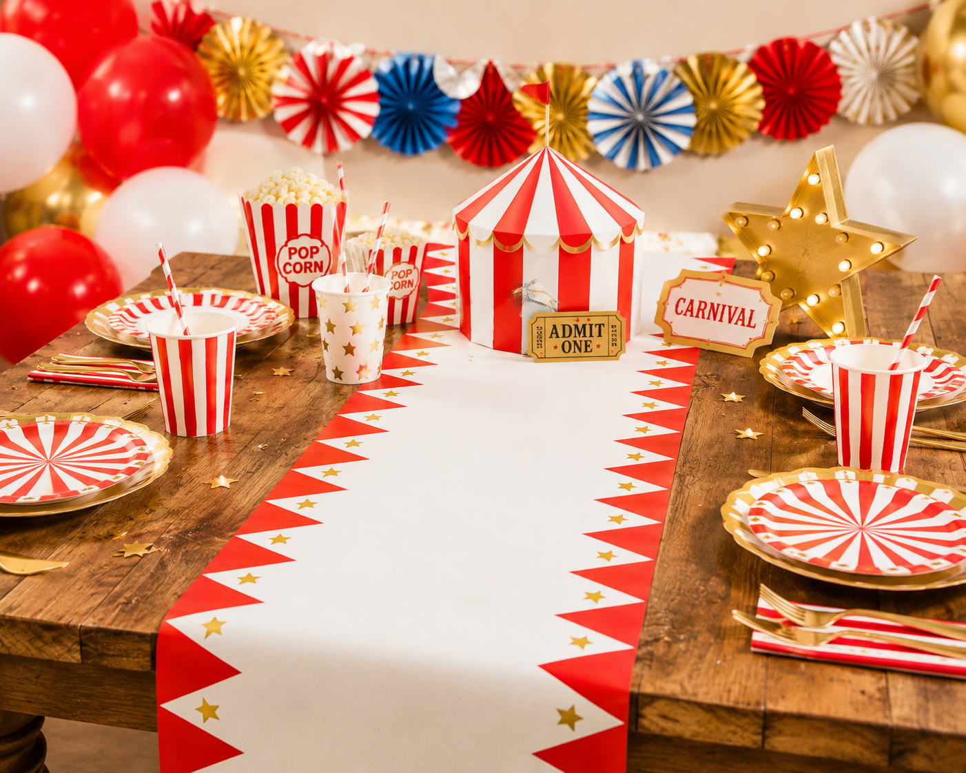 Carnival Table Runner | Circus Party Decorations | Carnival Birthday Party Decor | Big Top Party Supplies | Carnival Theme Table Decor