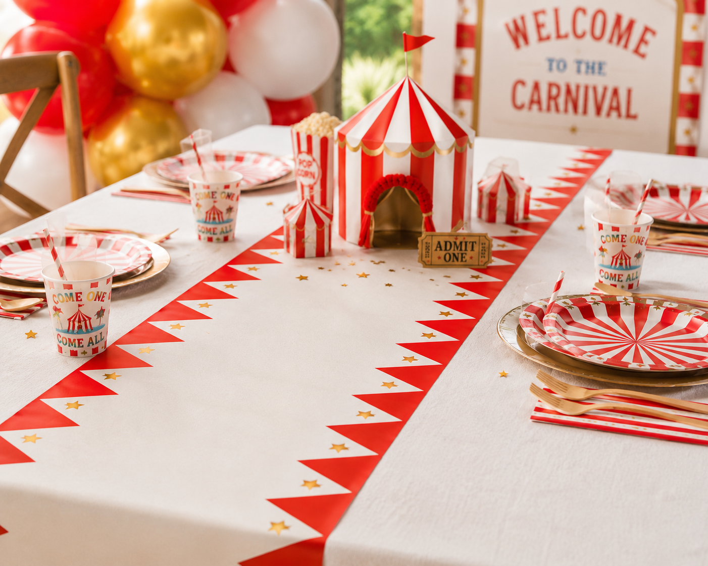 Carnival Table Runner | Circus Party Decorations | Carnival Birthday Party Decor | Big Top Party Supplies | Carnival Theme Table Decor
