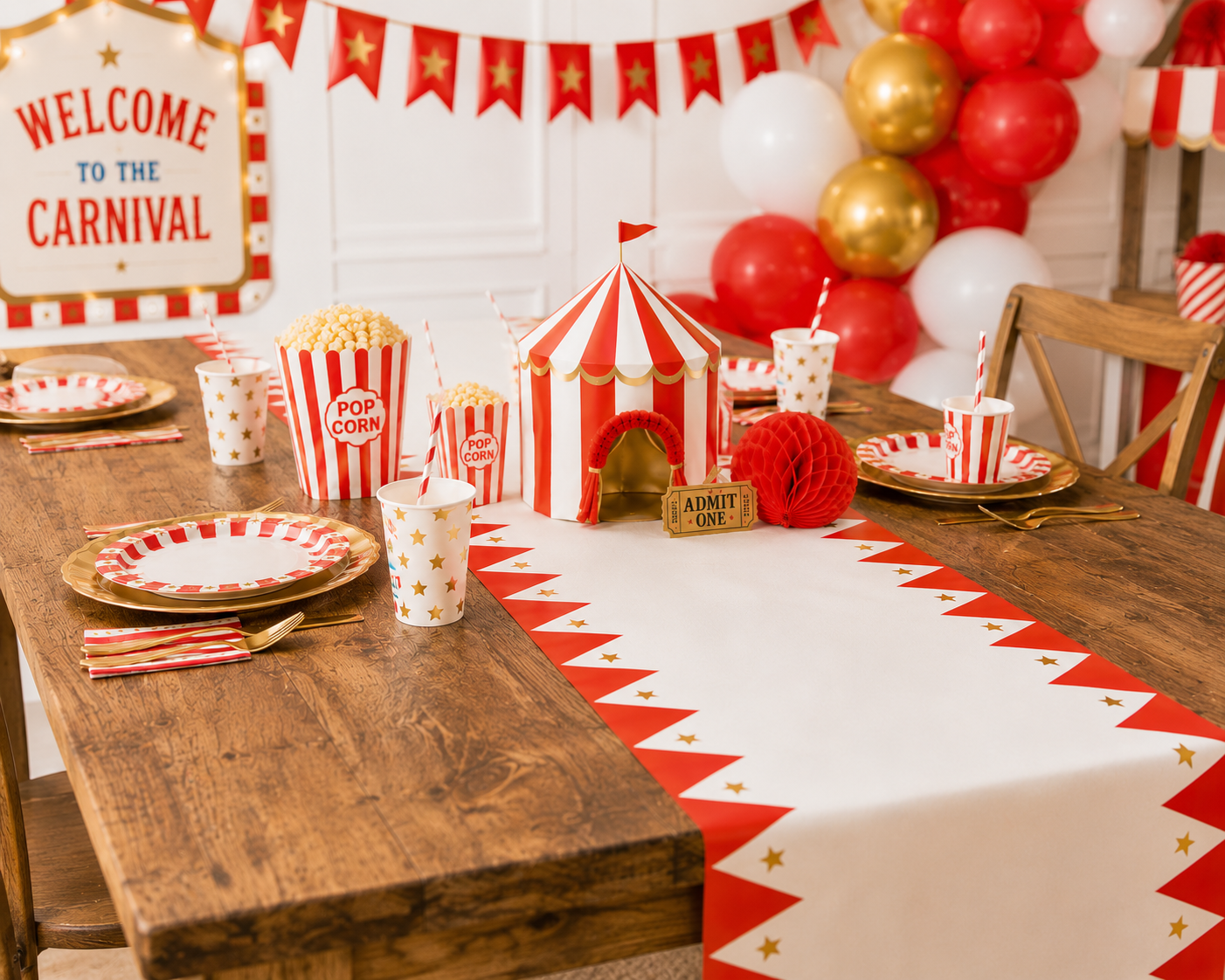 Carnival Table Runner | Circus Party Decorations | Carnival Birthday Party Decor | Big Top Party Supplies | Carnival Theme Table Decor