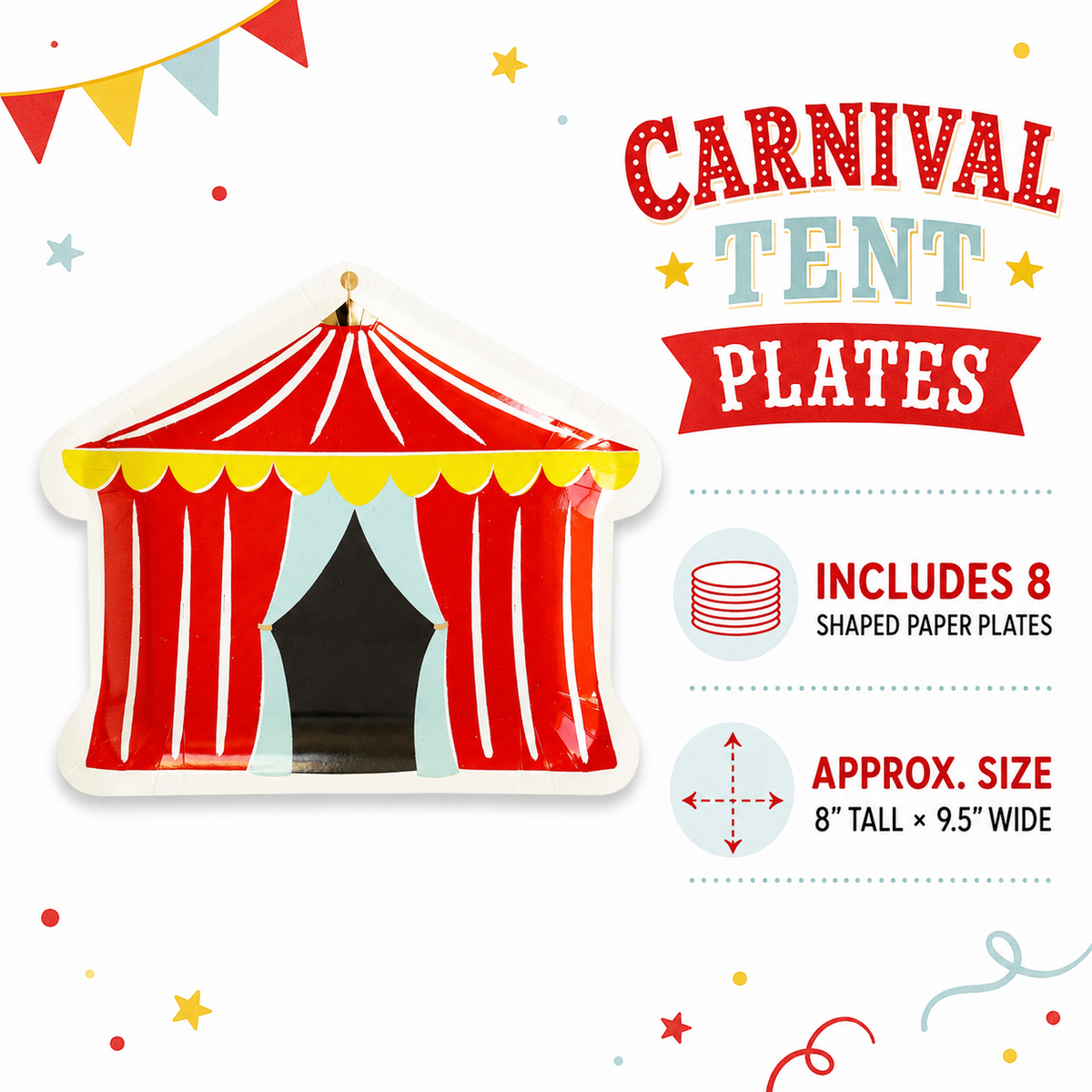 Carnival Paper Plates – Circus Birthday Party Plates, Big Top & Carnival Party Supplies