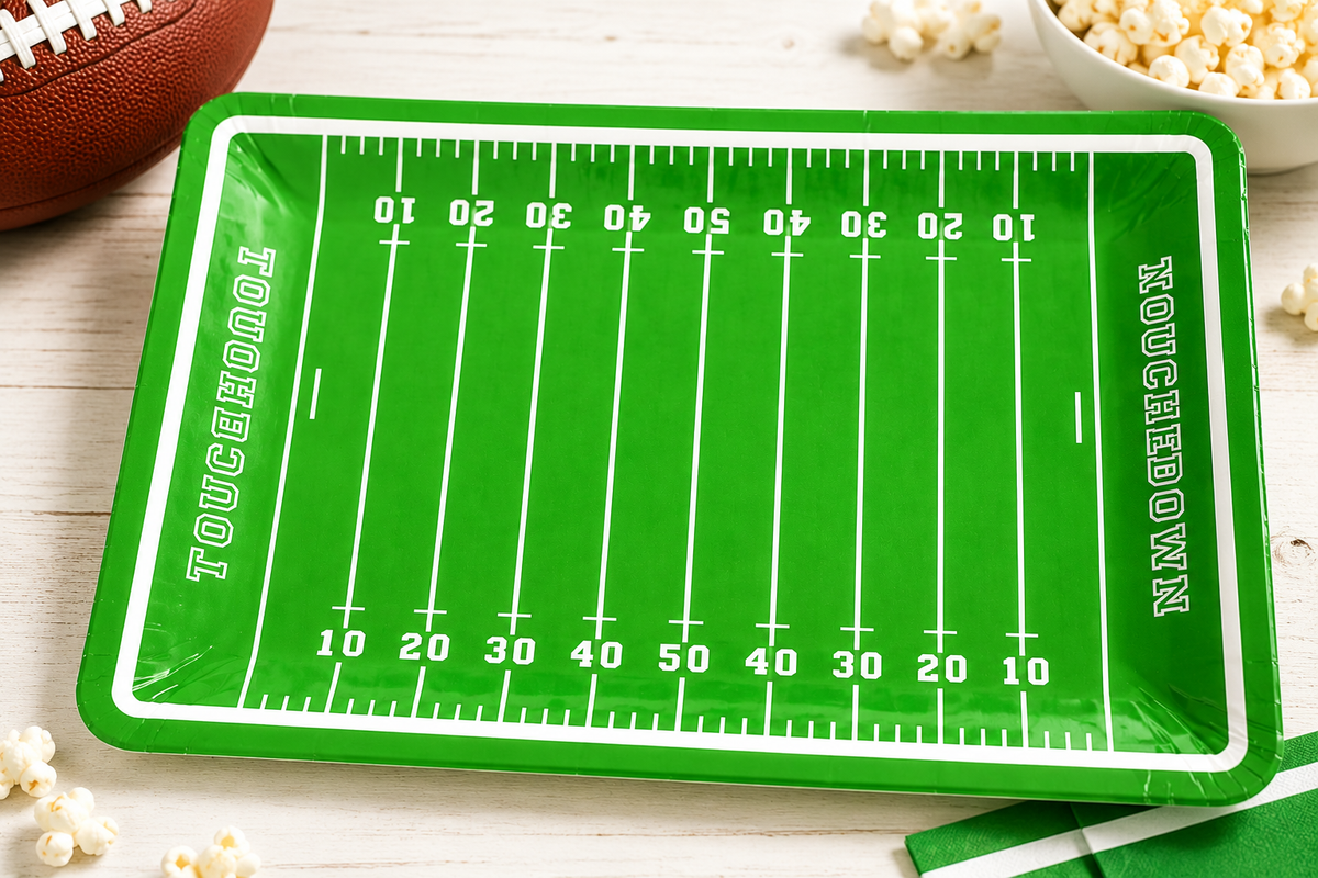 Football Field Party Plates | Touchdown Game Day Plates | Football Birthday Party Supplies | Tailgate Decorations | Sports Party Plate |8 Ct
