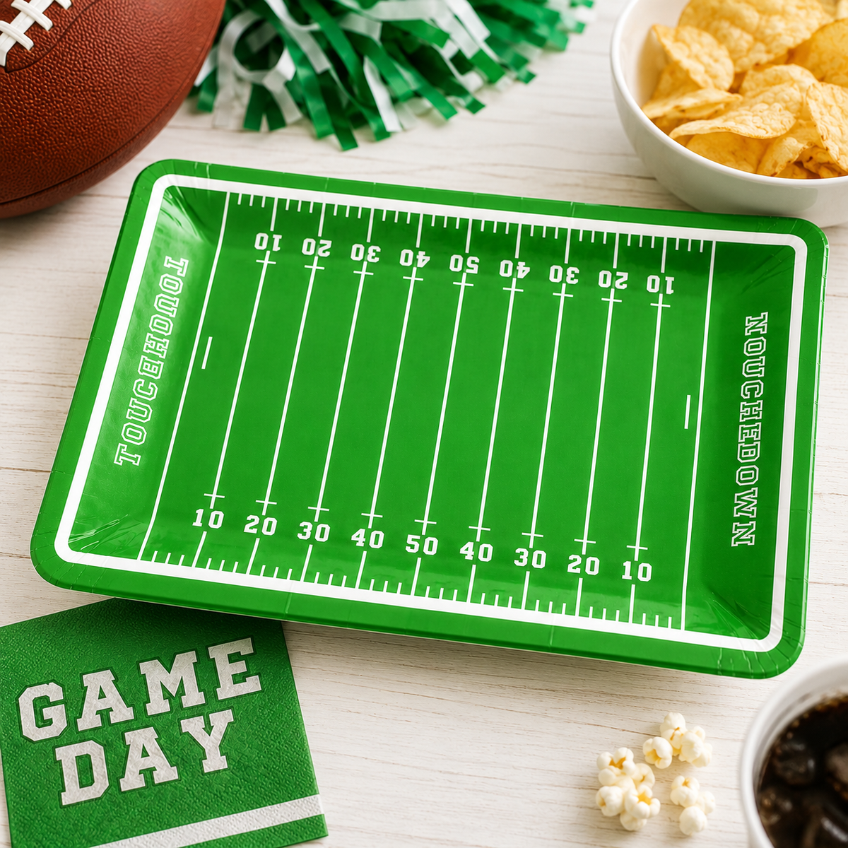Football Field Party Plates | Touchdown Game Day Plates | Football Birthday Party Supplies | Tailgate Decorations | Sports Party Plate |8 Ct