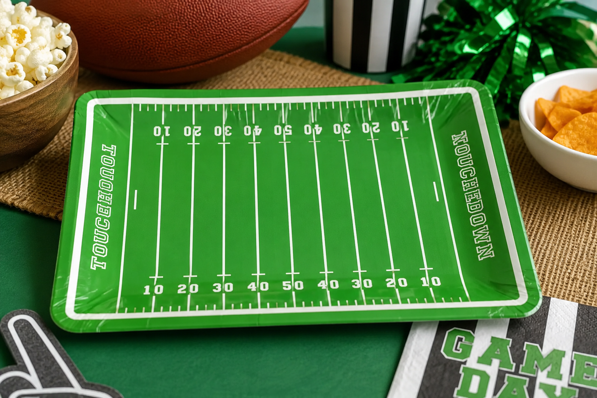 Football Field Party Plates | Touchdown Game Day Plates | Football Birthday Party Supplies | Tailgate Decorations | Sports Party Plate |8 Ct