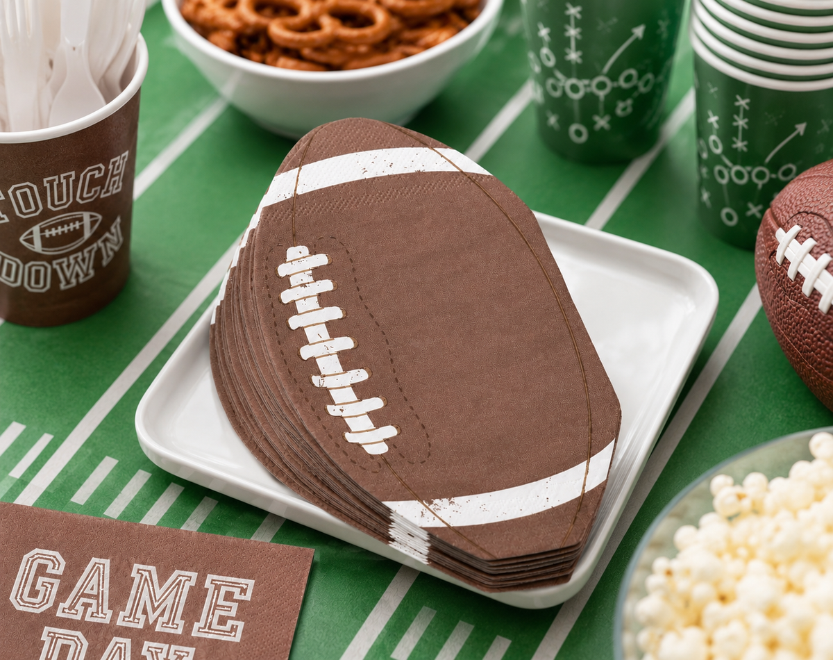 Football Shaped Napkins, Game Day Party Napkins, Football Birthday Party Supplies, Tailgate Decorations, Sports Party Tableware, 24 Pack
