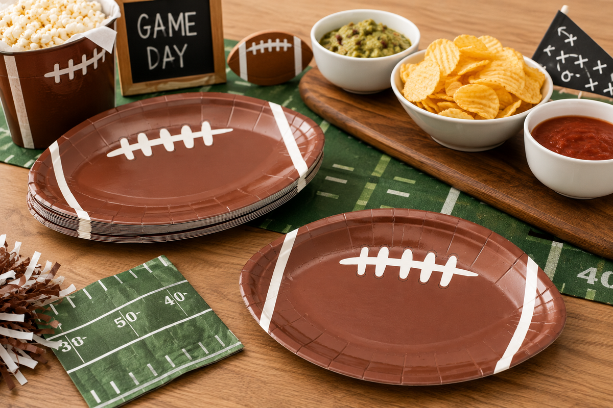 Football Shaped Paper Plates – Game Day Party Plates