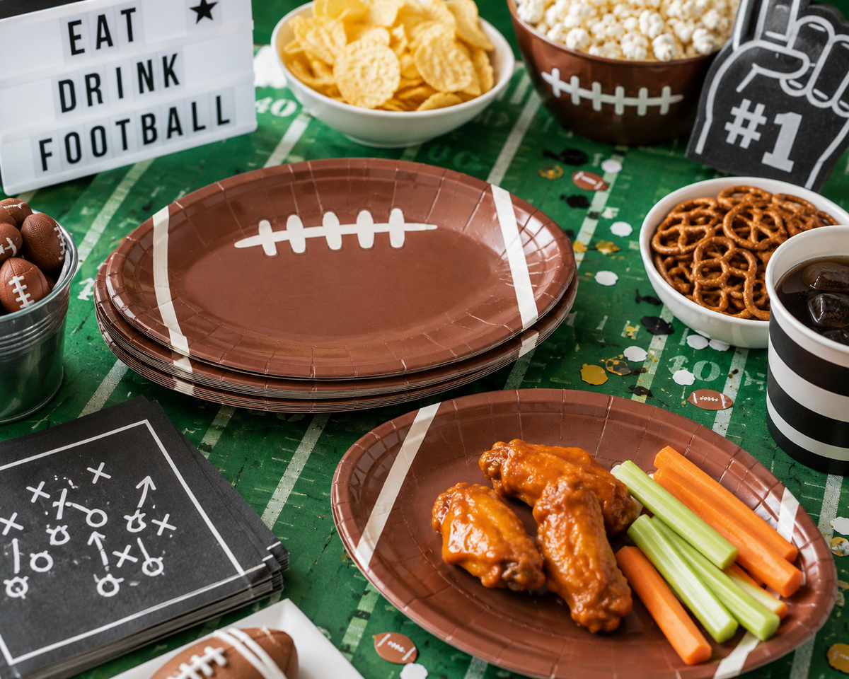 Football Shaped Paper Plates – Game Day Party Plates