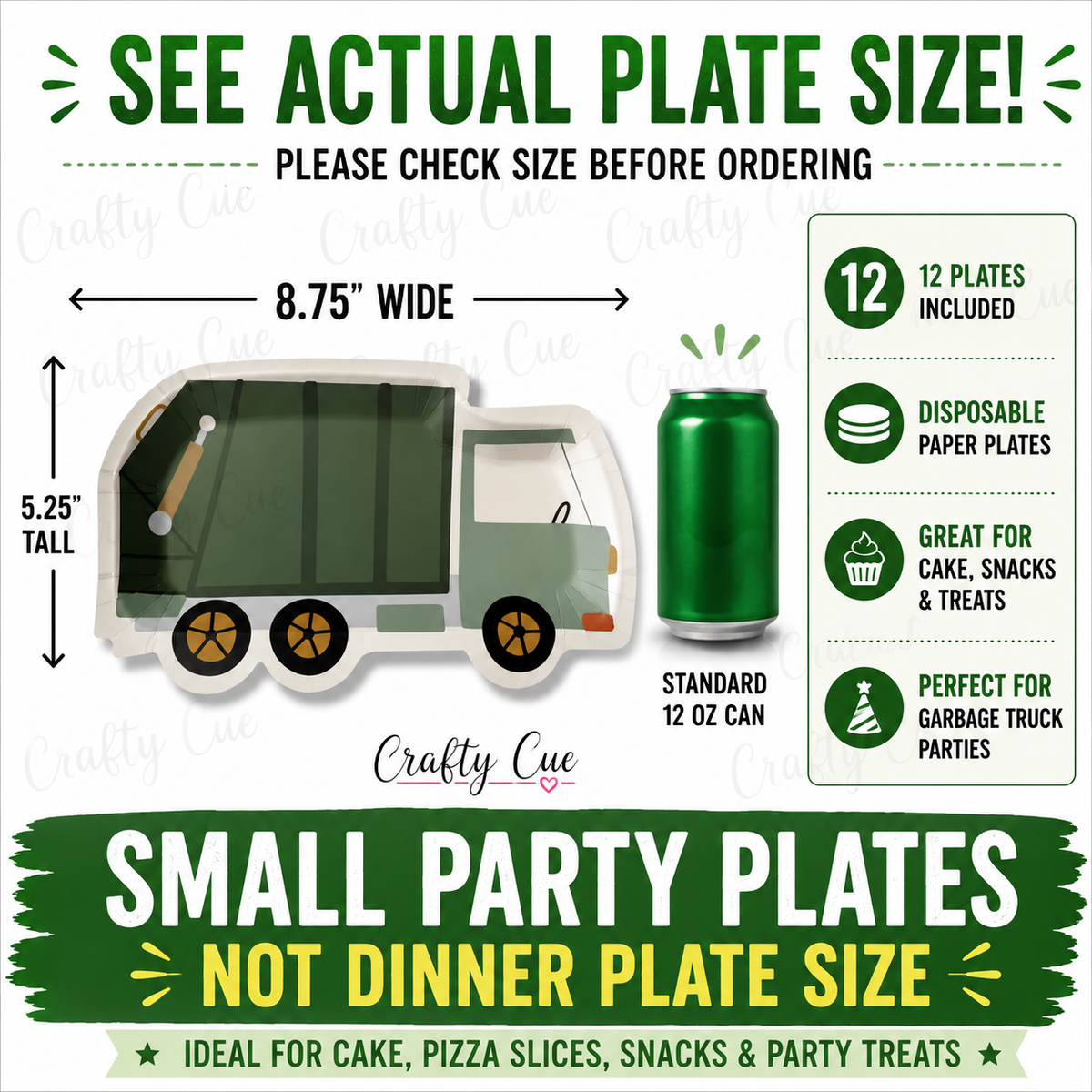Garbage Truck Shaped Paper Plates – Trash Truck Birthday Party Plates & Construction Party Supplies