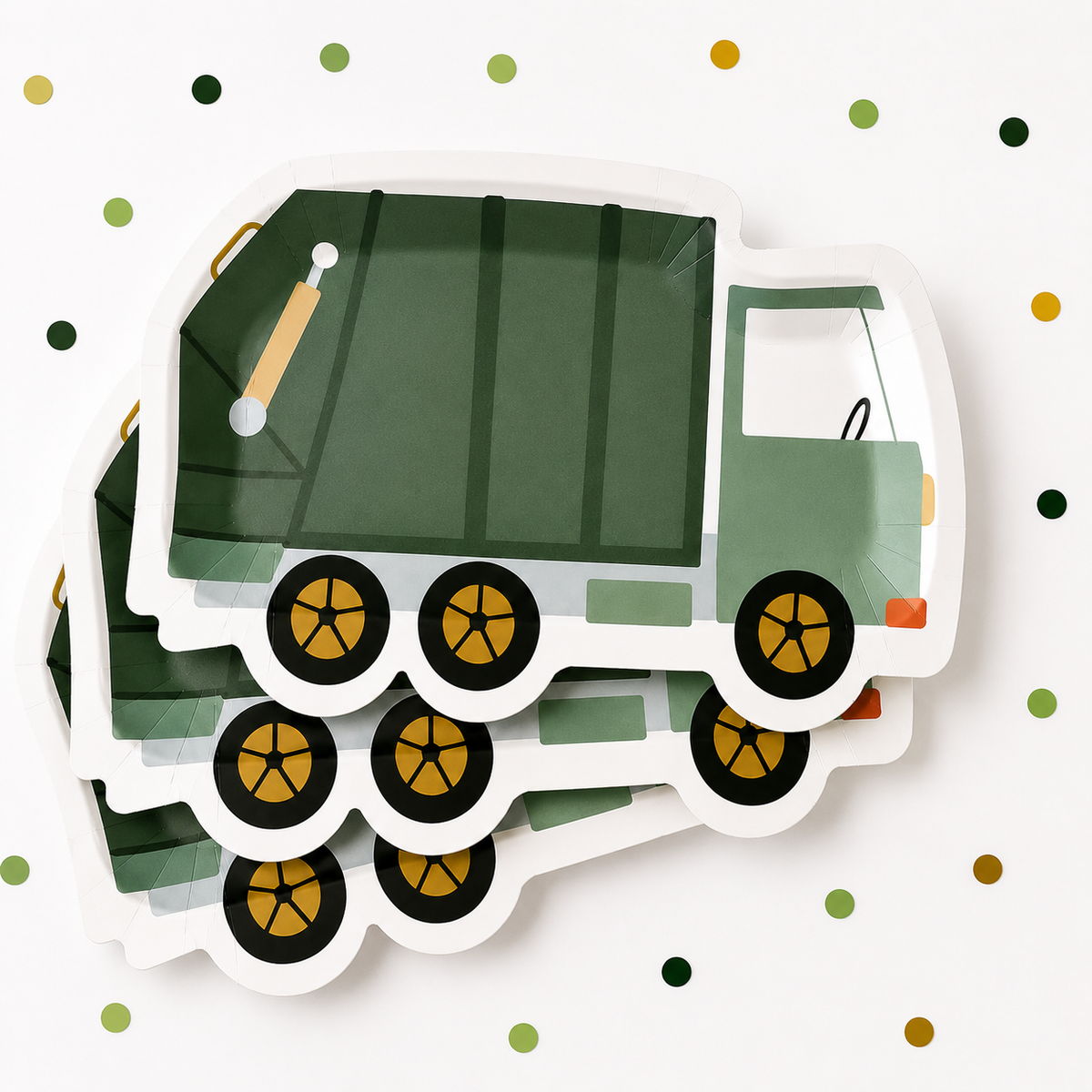 Garbage Truck Shaped Paper Plates – Trash Truck Birthday Party Plates & Construction Party Supplies